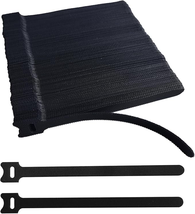 200 PCS 8 Inches Black Reusable Cable Ties, Adjustable Cord Straps, Cable Organizer, Cord Wrap and Hook Loop Cords Management,Adjustable Cord Ties for Organizing Home,Office,Garden,Data Centers