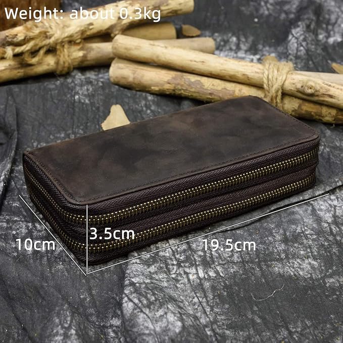 Genuine Leather Long Wallet for Men, Large Capacity Purse Clutch Bag Handbag Checkbook Cash Credit Cards Phone Holder | Large Capacity