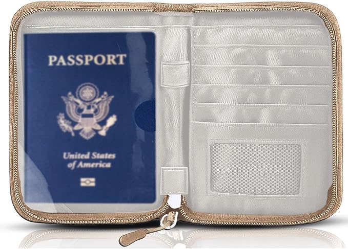 Passport Holder for Travel, RFID Blocking Wallet for Couples Men and Family | Multi-compartment organizer holds passports, cards, tickets, IDs and cash for women, couples and international family travel