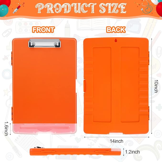 Crtiin 12 Pcs Colored Clipboard with Storage, 8.5 x 11 Inch Heavy Duty Plastic Nursing Clipboard Folder with Pen Holder A4 Medical Holder for Nurse Doctor Teacher Office, Organization (Bright Color)