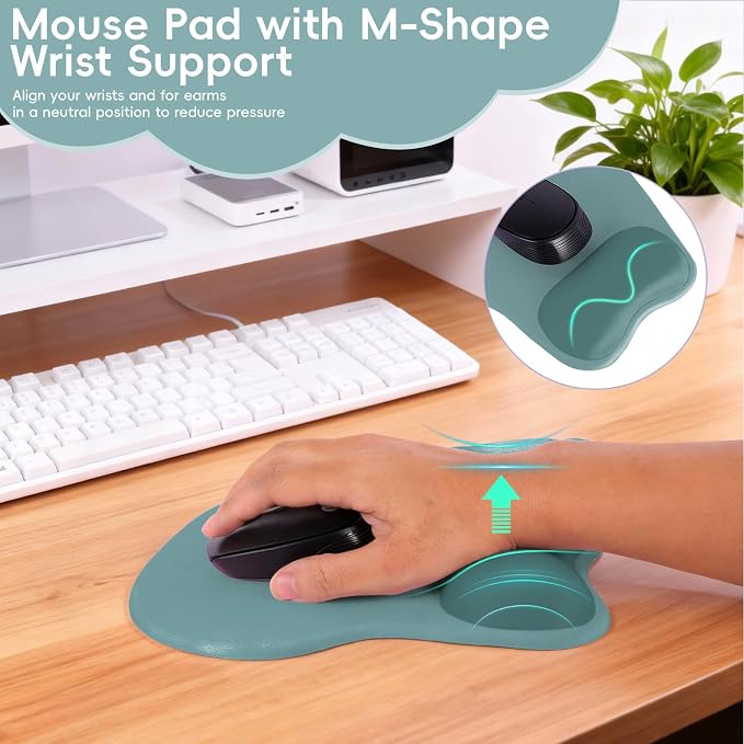 Ergonomic Mouse Pad,Non Slip Mousepad Wrist Rest Support for Office, Computer, Laptop & Mac(A-Grey Blue)