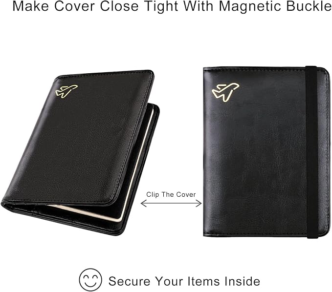 WALNEW Passport Holder for Travel, RFID Passport Cover Wallet for Women Men, PU Leather Passport Book Card Holder Case with Pen, Travelling Essentials for Flying | PU Leather Passport Cover Case with Pen Holder, Travel Must Haves Accessories, Passport ...