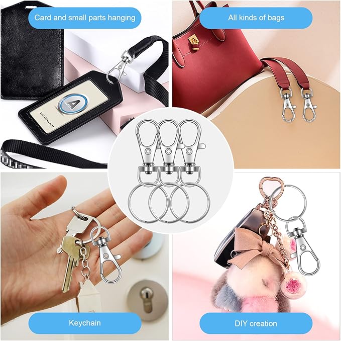 70PCS Swivel Snap Hooks with Key Rings, Metal Lobster Claw Clasp, Keychain Rings for Crafts(Mixed Color, 1.25inch(32mm)