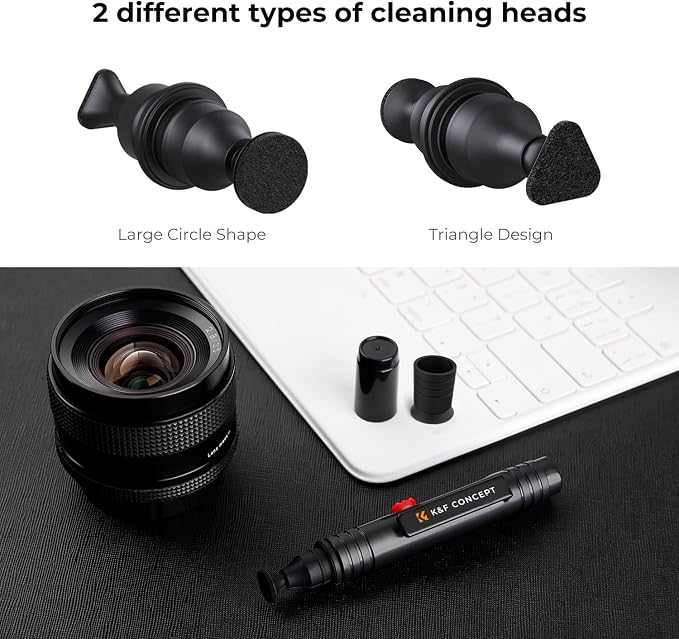 K&F CONCEPT Professional Lens Cleaning Pen with Cleaning Soft Brush | 3-in-1 Cleaning Effect,Telescopic Button,Deep Cleaning,for Nikon Sony Canon Camera Optical Lenses,Easy to Carry,MP01
