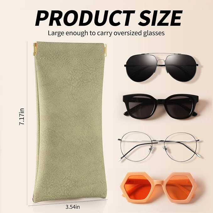 3 pack leather eyewear case PU soft sunglasses bag squeeze top portable lightweight eyewear case for men and women
