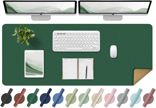 Large Desk Pad, 47.2'' x 23.6'', Office Desk Mat, Computer Mat for Desk, Leather Desk Pad Protector, Sewing Desk Blotter, Desktop Writing Pad for Office/Home/Decor Dark Green