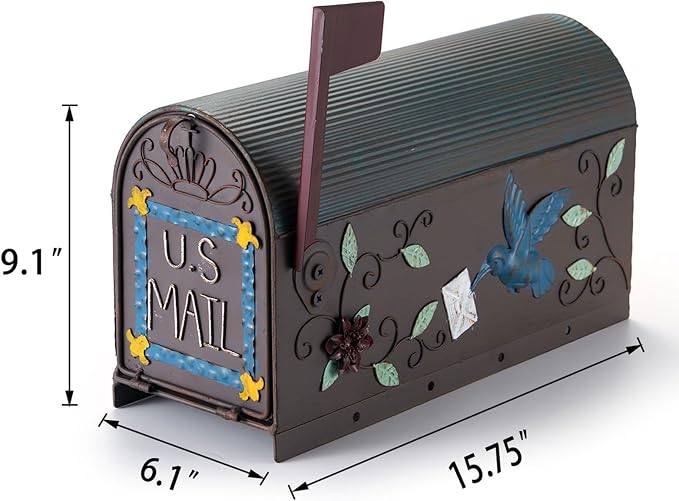 Heavy Duty Mailboxes for Outside, Post Mount Mailbox,Decorative Mailboxes Outside Courtyard Garden (Rusty-Bird)
