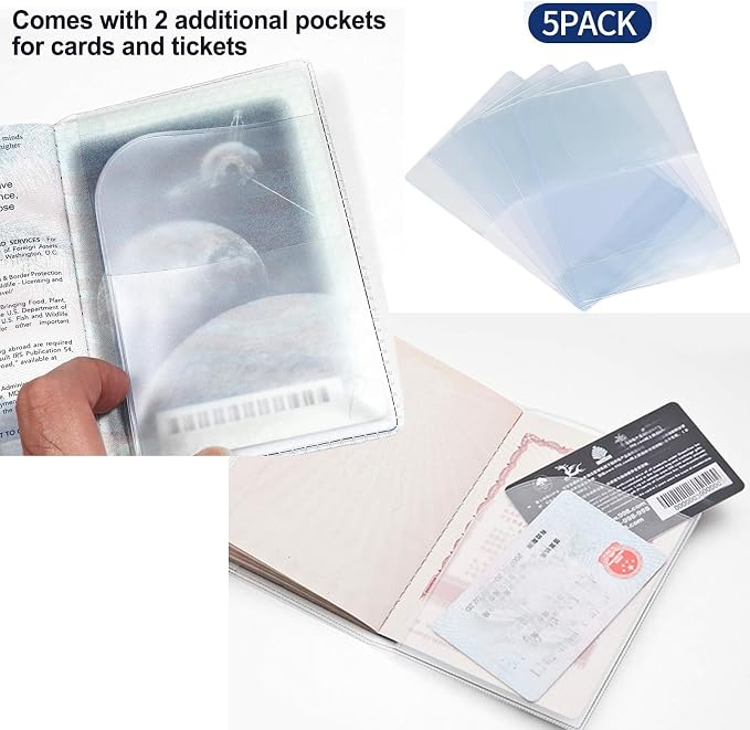 Waterproof Clear PVC Passport Cover Holder Case Protector ID Card | Waterproof,scratchproof, dustproof. Lightweight, slim. Keeps cards & travel docs organized for men & women