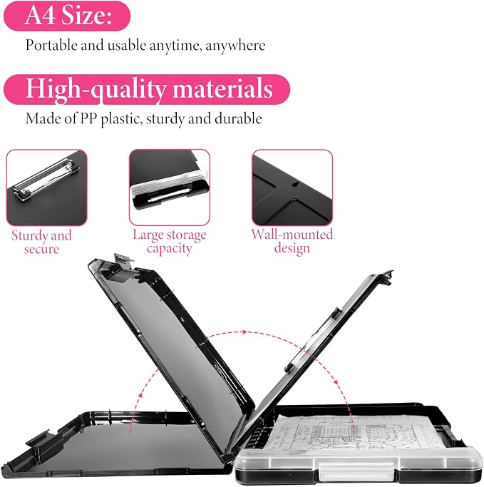6 Pcs Plastic Clipboard with Storage, A4 Colorful Waterproof Clipboards with Pen Holder, Heavy Duty Nursing Clipboard Folder, Side-Opening Nursing Clip Board for Office, Nurses (Multicolor)
