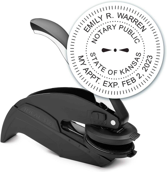 MaxMark Notary Seal Round Embosser for Kansas State - Includes Gold Burst Seal Labels (50 Count)