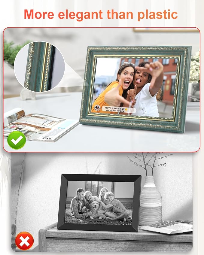 Frameo Digital Frame 10.1 Inch WiFi Digital Photo Frame with 32GB Storage, 1280x800 HD IPS Touch Screen Picture Frames Slideshow, Long Distance Realationship Gifts, Elderly Tech-Midnight Blue