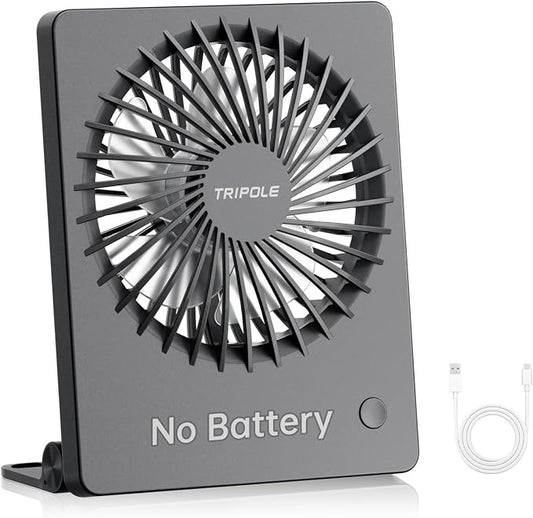 TriPole Mini Desk Fan USB Powered Portable Fan Small Personal Fan 3 Speeds Strong Airflow Table Fan for Travel Home Office Bedroom Desktop, 3.3ft Cable (No Battery, Black)