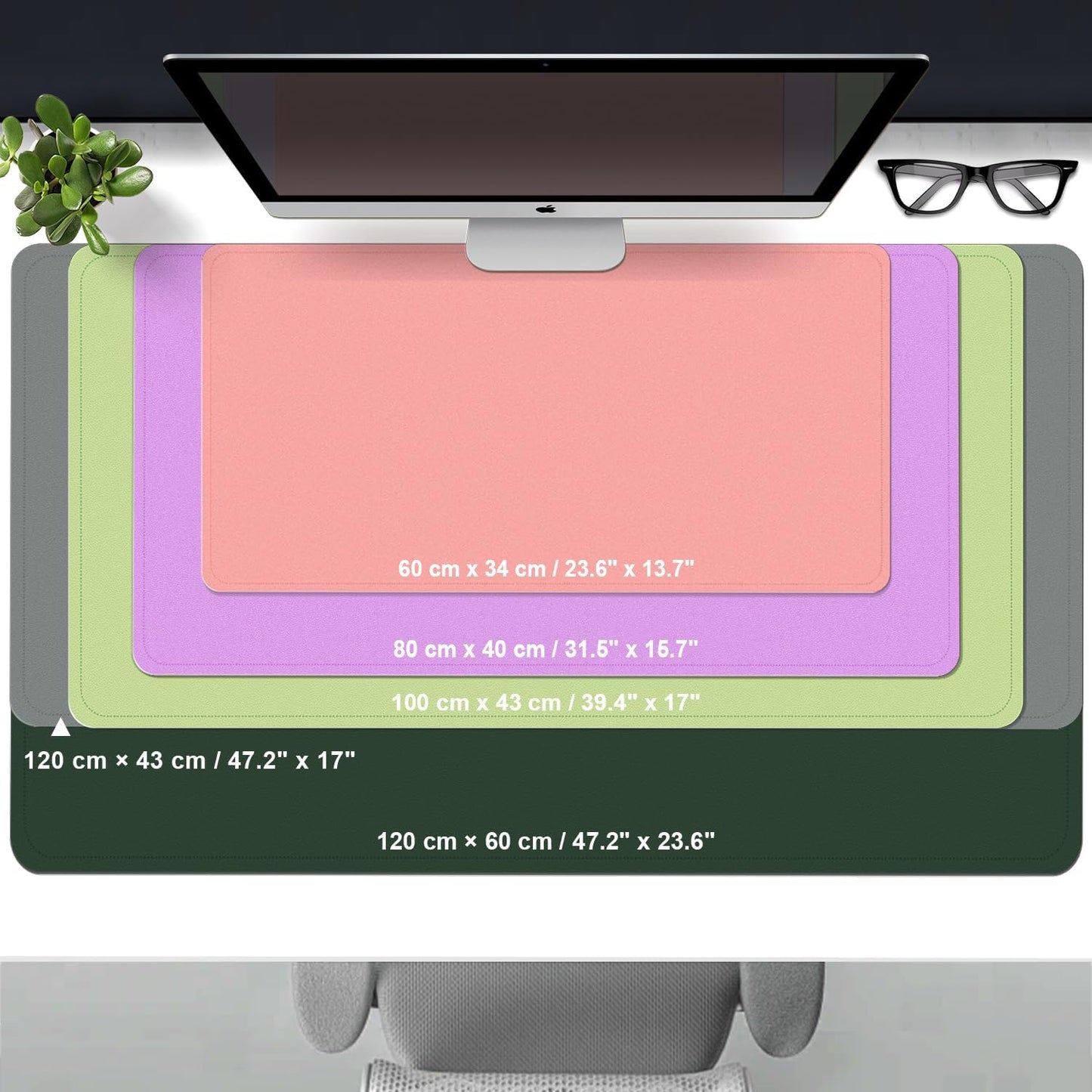Leather Desk Pad Protector, 39.4' X 17'' Large Mouse Pad, Office Desk Mat, Non-Slip PU Leather & Suede Base Desk Blotter, Laptop Desk Pad, Desktop Mat for Office Home, Candy Red