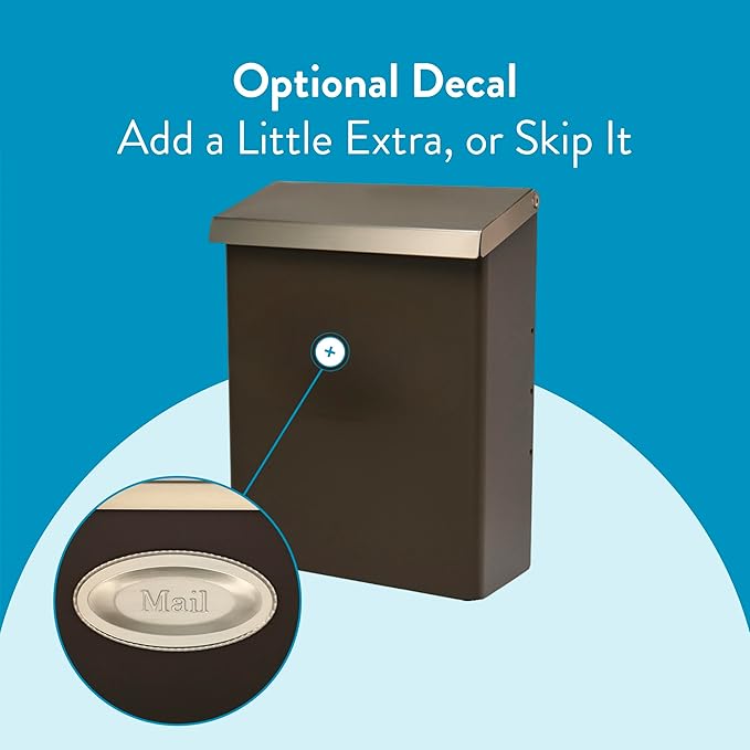 Architectural Mailboxes Designer Galvanized Steel Wall-Mount Mailbox, DVKPBZ0AM, Venetian Bronze, Medium | Galvanized steel build with a concealed lock and key drop box and weather-resistant outdoor construction.