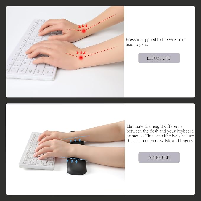 UnivoColors Design-Medium Wave Keyboard Wrist Rest of Medium, Artificial Sheepskin+Memory Foam+Ergonomic+Anti-Slip Gel, Resilience Support During Work and Gaming,Keyboard Accessory,Tangerine