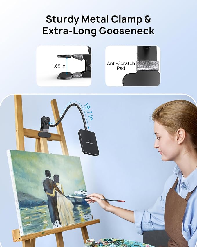 TROND LED Desk Lamp with Clamp, 1000LM Bright 3-Level Dimmable Desk Light | 6000K Daylight Extra-Long Flexible Gooseneck Clip on Light, Eye-Care Clamp Lamp for Painting, Workbench,Reading, Sewing