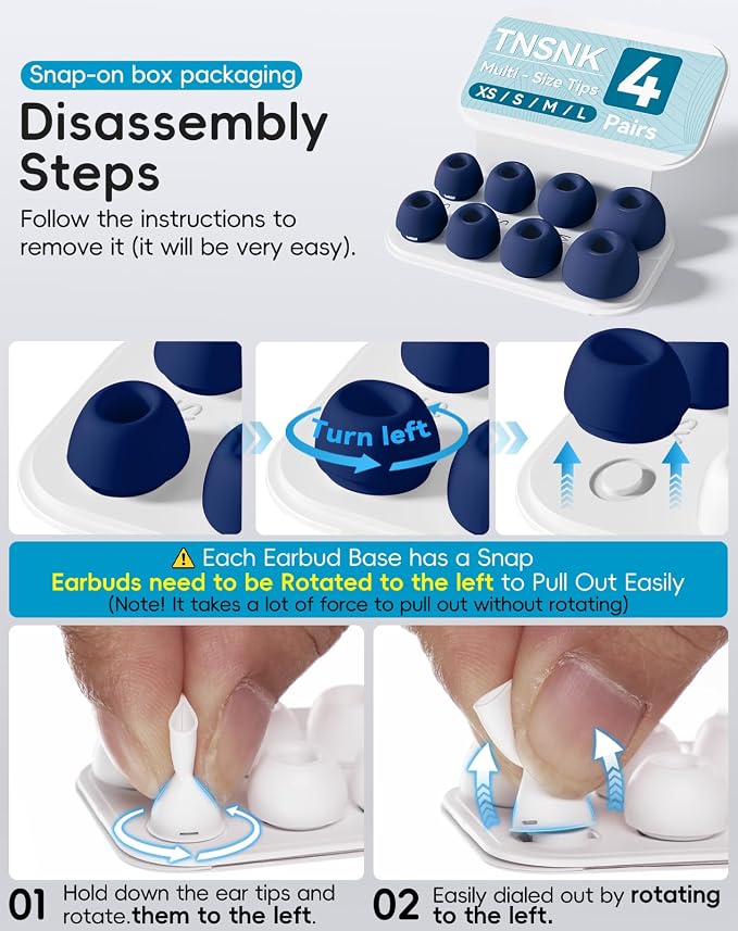 4 Pairs Replacement Ear Tips for AirPods Pro 1st /2nd(Blue) | with Noise Reduction Hole,Built-in dust Guard Screen Silicone Ear Tips with Cleaning Pen