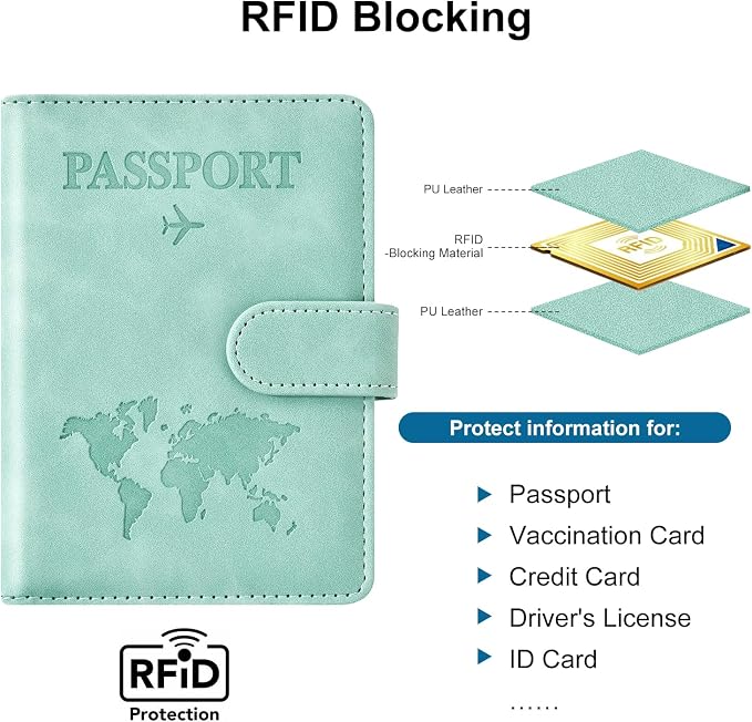 Passport Holder for Travel Women and Men RFID Passport Holder with Card Slots Holder Passport Case Passport cover Passport Wallet Travel Essentials and Accessories