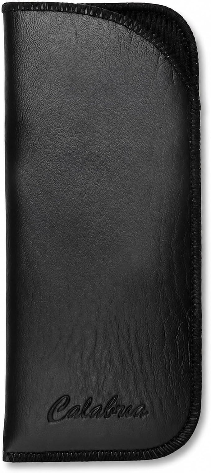 Calabria Half Slip-in Soft Eyeglass Case PU Leather Felt Black Men Women Vertical Flat Eye Glasses Pouch Sunglasses Holder - 50PACK