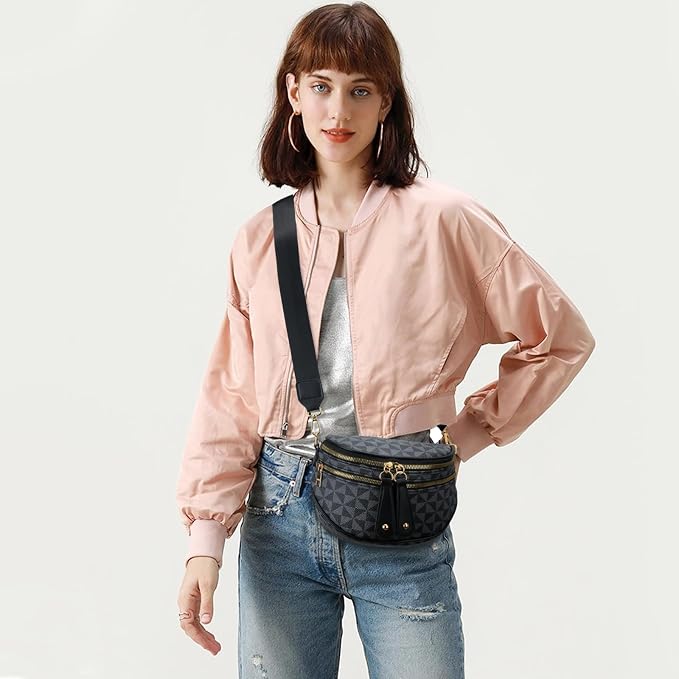 KKXIU Crossbody Bags for Women Vegan Leather Travel Bum Bag | Trendy Fanny Waist Pack | Shoulder Purse with Adjustable Strap