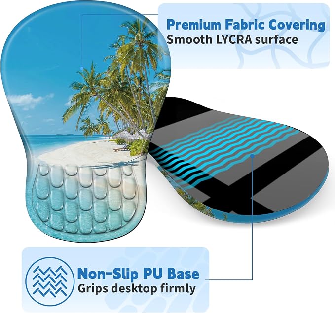 YIWEI Ergonomic Mouse Pad with Wrist Rest for Carpal Tunnel Pain Relief | Memory Foam Wrist Support,Non-Slip Rubber Base, Keyboard Computer Mousepad,Lycra Cloth Surface,Gaming Home Office