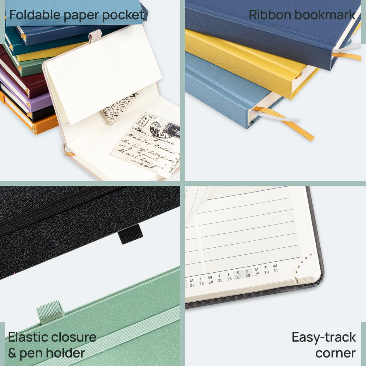 POPRUN Pocket Planner 2025-2026, (Purse Size 4''x 6.25'' Hard Cover) Academic Year Calendar Daily Weekly and Monthly (July 25-June 26) with Hourly Time Slots, 100 GSM Paper - Navy Blue