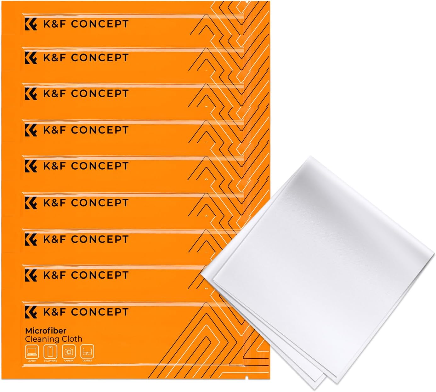 K&F Concept 10 Pack Microfiber Cleaning Cloths，Washable Reusable 6x6in Vacuum Wrapped Lint Free Glasses Cloth for Glasses, Lens, Screens & More