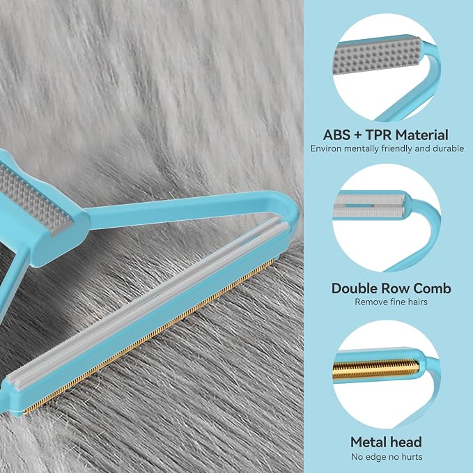 Pet Hair Remover, Dog Cat Carpet Rake, Lint Remover Shaver for Sofas-2pack | Wool Hand Pet Hair Removal Tool, Cleans Carpets Car Cushions Pet Beds Furniture, Works on All Fabric & Rug