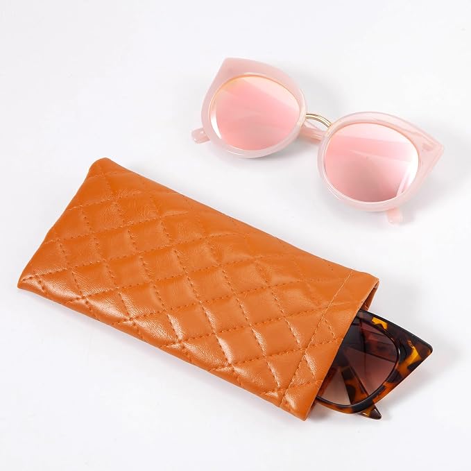 TRIUMPH VISION Eyeglass Case Glasses Case Soft Sunglass Pouch Sleeve 3 Pack | Slim Lightweight Alternative to Bulky Case, Leather Lined Protect Lens, Squeeze Easy to Use, Stylish Portable for Daily Use