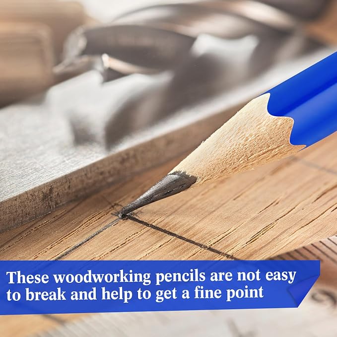 Fainne 48 Pack Jumbo Carpenter Pencils Woodworking Marking with Black Core Thick Flat Construction Pencils for Woodworkers Framers DIY Projects and Contractors(Blue)