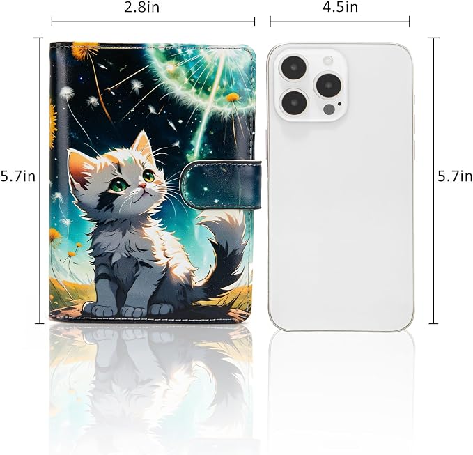 Passport Holder for Travel Essentials, RFID Blocking Passport Wallet Cover with Magnetic Closure, Passport Book Holders for Women and Men (Cute Cat)