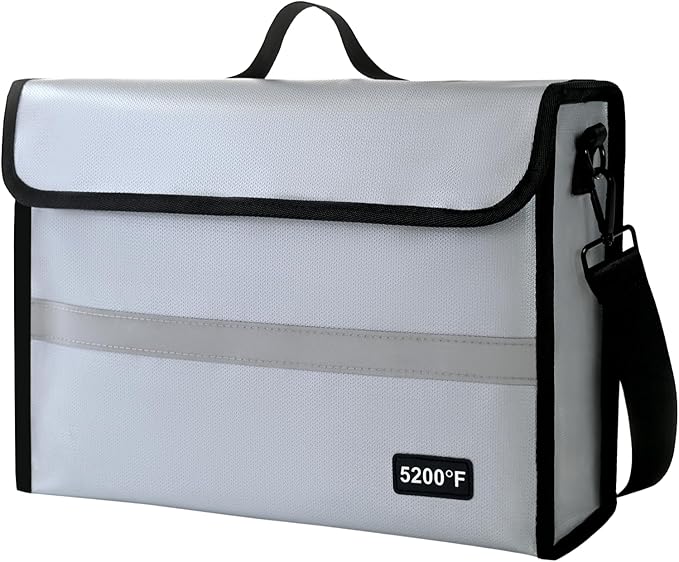 Fireproof Document Organizer - Waterproof & Fireproof Document Box for Home, Office & Travel (White-01)