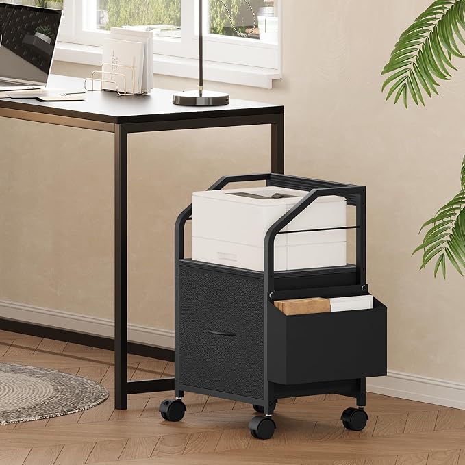 MAHANCRIS Small File Cabinet, Rolling Filing Cabinet for Under Desk | Single Non-Woven Fabric Drawer File Organizer for A4/Letter Size Documents, Under Desk Storage