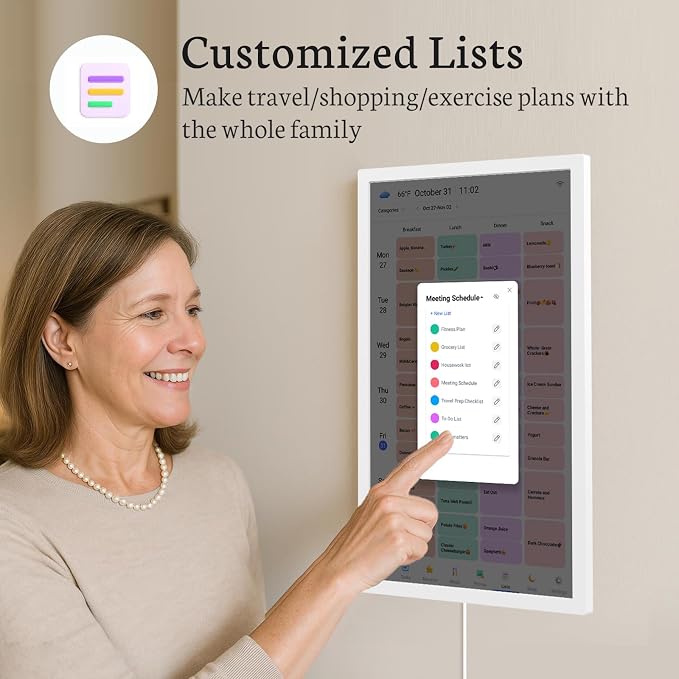 BSIMB 24 inch Digital Calendar Base Wall Touch Screen, Family Schedule Smart Calendar Interactive Display, Streamline Household Organization, Electronic Planner Wall Mountable in Portrait or Landscape