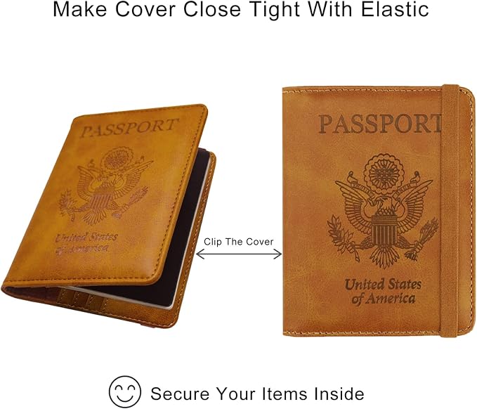 WALNEW Passport Holder for Travel, RFID Passport Wallet, Travel Essentials | PU Leather Passport Cover Case with Pen Holder, Travel Must Haves Accessories, Passport Book Holder for Women Men