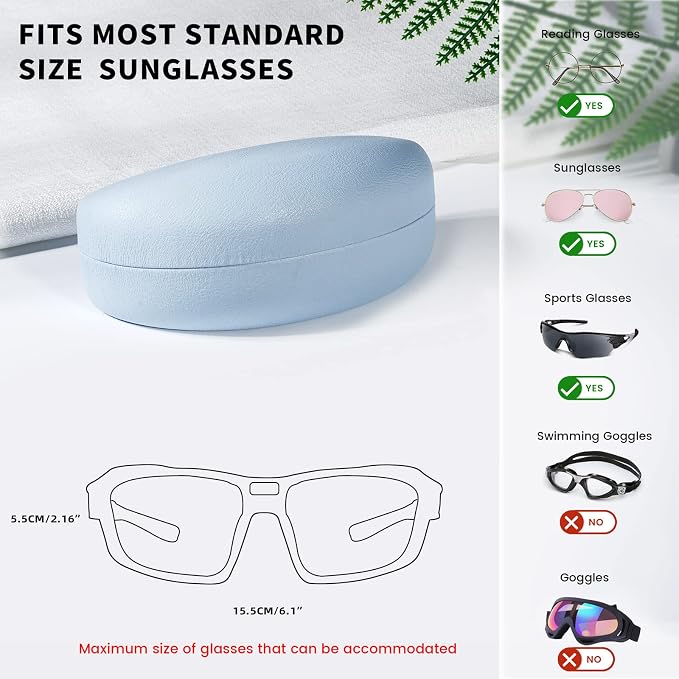 molshine Hard Shell Sunglasses Case,Classic Large Glasses Case for Sunglass,Eyeglasses with Cleaning Cloth,Pouch