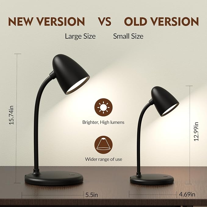 New LED Desk Lamp for Home Office,3 Colors Dimmable Table Lamp | Dimmable Reading Light Compact design fits well on desks and bedside tables,for College Dorm Room,Bedroom Desk Light