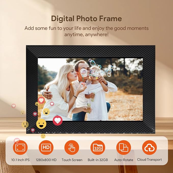 Digital Picture Frame, 10.1-inch High Definition Touch Screen, 16GB Memory, Digital Photo Frame with Automatic Rotation Feature.Gift for Mother's Day, Parents, Grandparents