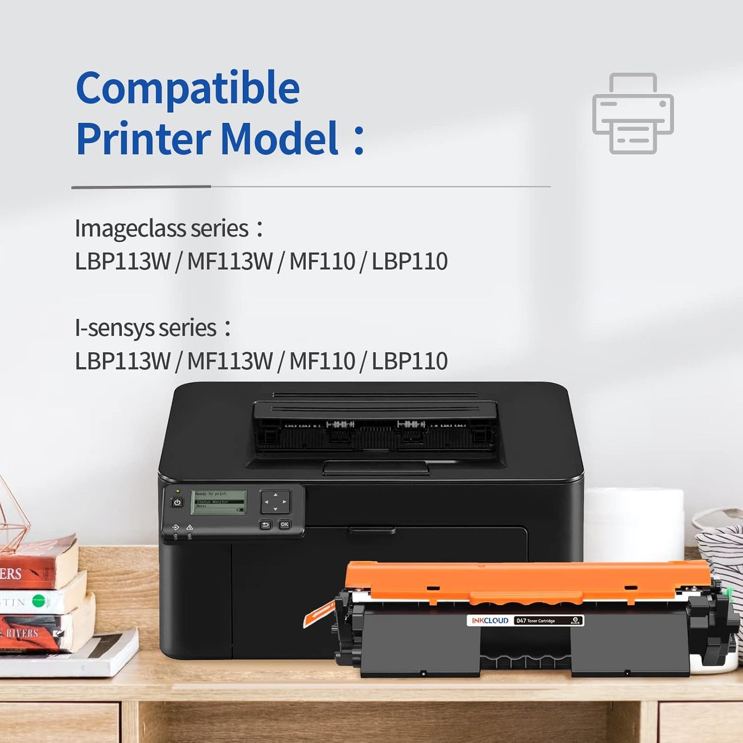 INKCLOU0 crg-047 (2 Black) Compatible Toner Cartridge Replacement for Canon 047 crg-047 crg047 for ImageCLASS LBP113W MF113W MF110/LBP110 Series, i-SENSYS LBP113W MF113W MF110/LBP110 Series Printer