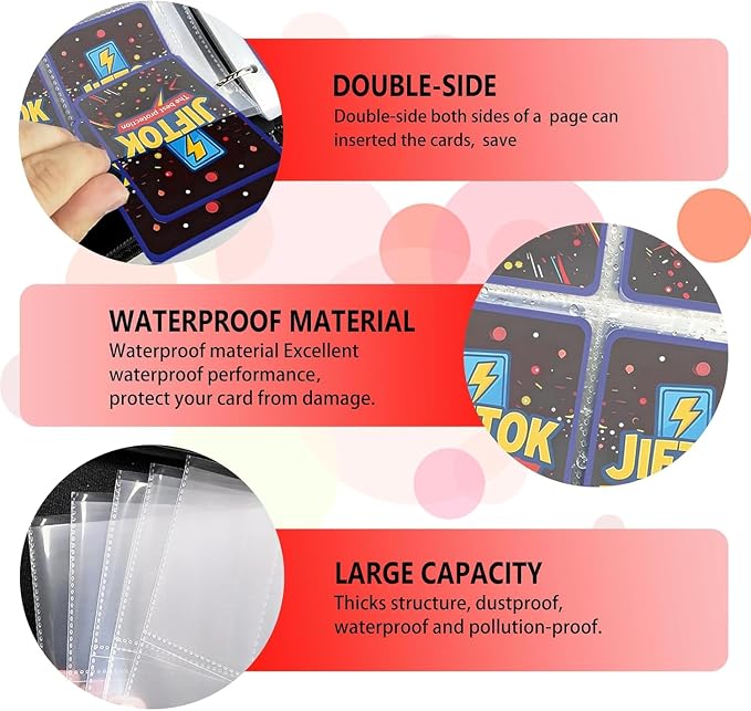 Trading Card Binder for TCG Cards, 9-Pocket Portable Card Collector Ablum Holder Book Fits 900 Cards with 50 Removable Sleeve, Waterproof Card Binder Display Storage Carrying Cases for TCG-Storm