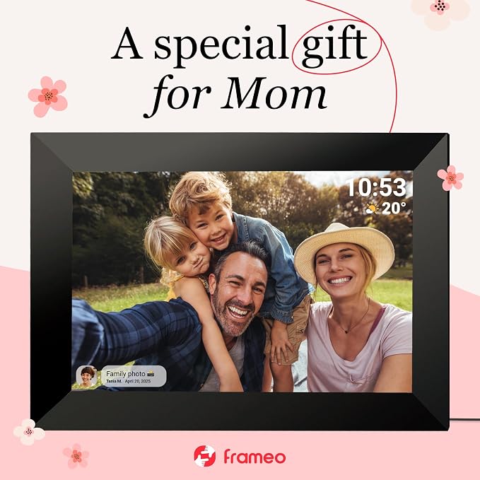 FRAMEO 10.1 inch 32GB Digital Picture Frame, IPS LCD Touch Screen, Auto-Rotate Easy Setup to Share Photos & Videos via Frameo from Anywhere, Gifts for Parents and Grandparents