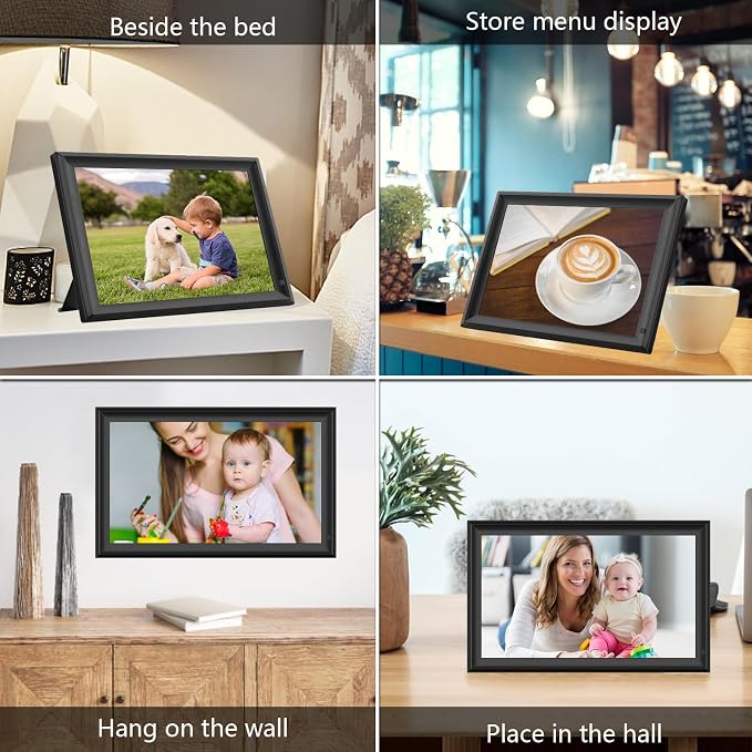 15.6inch FRAMEO Digital Photo Frame with 1920x1080 FHD IPS LCD Touch Screen, Dual-WiFi Share Photos & Videos Via Frameo App, Support USB Drive/SD Card Extend Storage, Auto-Rotate