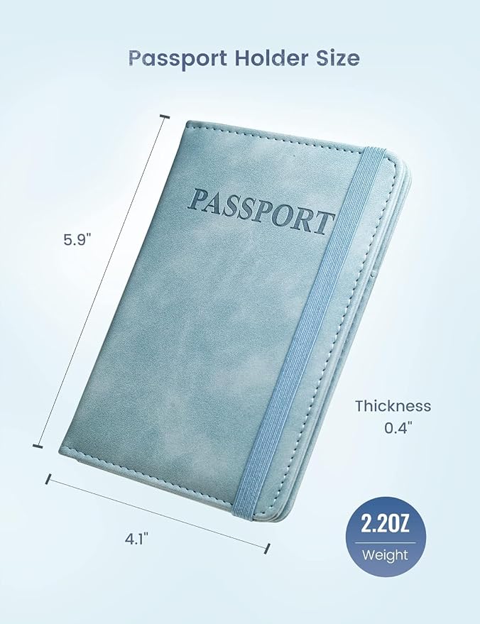 Passport Holder Passport Case Travel Wallet with See-Through Card Holder Passport Cover with RFID Blocking Clear Pocket for Photo Calf Leather