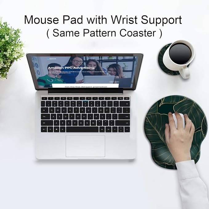 Ergonomic Mouse Pad with Wrist Rest Support,Gel Mouse Pads for Desk | Big Mousepad With Coaster Non-slip & Pain Relief for Computer, Home&Office Desk Decor
