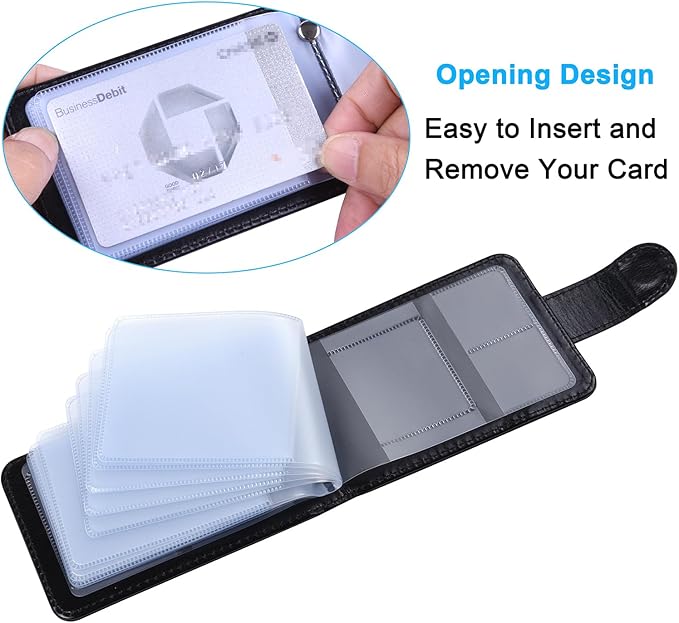 Wisdompro Credit Card Holder, RFID Blocking Wallet Debit Card Protector | Slim Leather Credit Card Organizer Case, Card Case with Magnetic Closure, 20 Card & 7 Memory Card Slots - Horizontal Black