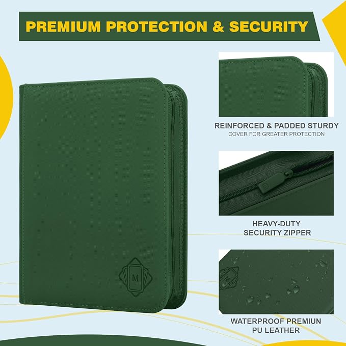 Toploader Binder,4-Pocket Side Load Trading Card Album, Holds 128 Cards with Double-Sided Pockets for MTG, Sports Cards, Top Loader Storage