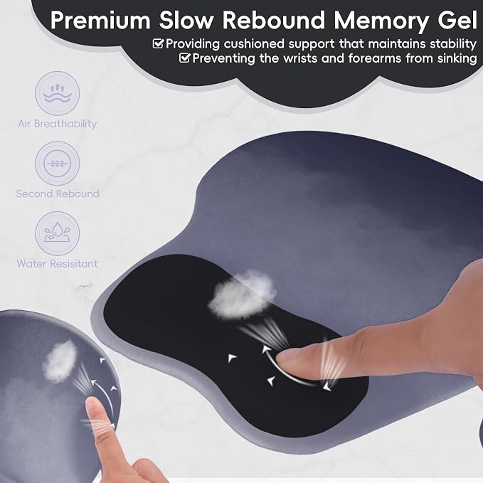Ergonomic Mouse Pad,Non Slip Mousepad Wrist Rest Support for Office, Computer, Laptop & Mac(A-Black Grey)