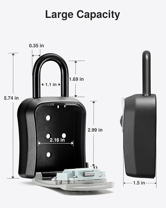 Puroma Key Lock Box, Portable Combination Lockbox Wall-Mounted Key Storage Box for House Keys, Resettable Code Safe Security Lock Box for Home, Office, Apartment Spare Key Storage (2 Pack, Gray)