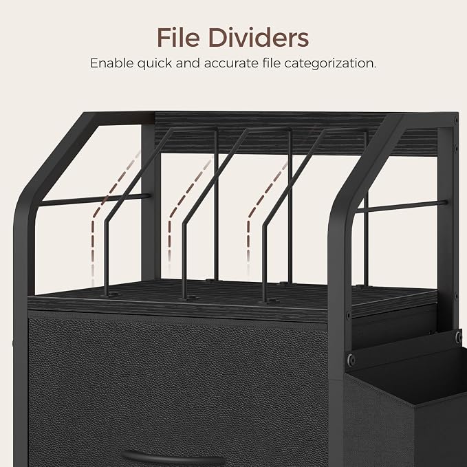 MAHANCRIS Small File Cabinet, Rolling Filing Cabinet for Under Desk | Single Non-Woven Fabric Drawer File Organizer for A4/Letter Size Documents, Under Desk Storage