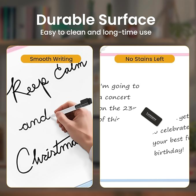 Dry Erase Board for Wall, 24" x 18" Double-Sided Hanging Magnetic Whiteboard with 6 Markers, 6 Magnets and 3 Mini Sticky Notes, Large White Board for School, Home, Office, Colorful Frame